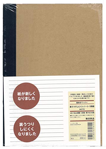 MUJI Notebook B5 6mm Rule 30sheets – Pack of 5books [5colors Binding]