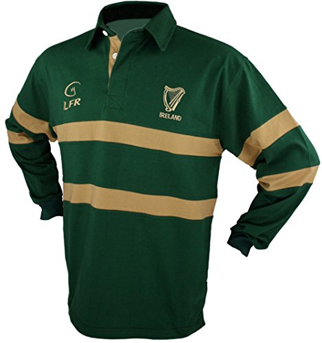Men’s Irish Harp Rugby Shirt, Large, Green