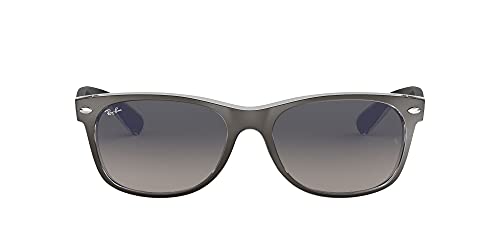 Ray-Ban RB2132 New Wayfarer Square Sunglasses, Gunmetal On Transparent/Light Grey Gradient Dark Grey, 55 mm