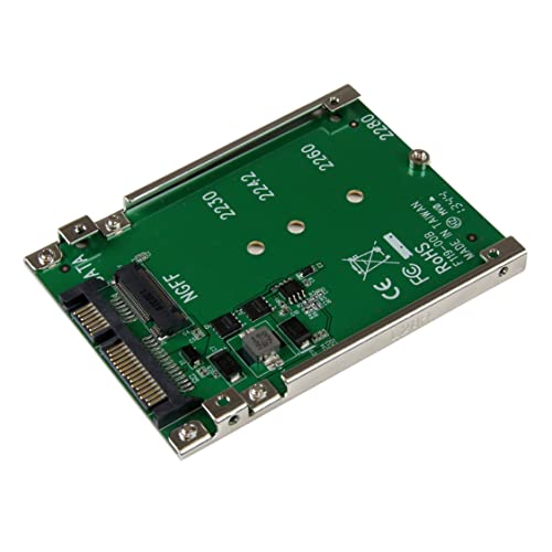 StarTech.com M.2 SATA SSD to 2.5in SATA Adapter – M.2 NGFF to SATA Converter – 7mm – Open-Frame Bracket – M2 Hard Drive Adapter (SAT32M225)