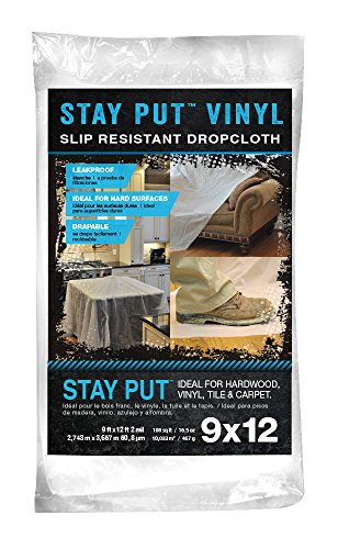 Trimaco 04301 Slip Resistant Dropcloth Stay Put Vinyl Drop Cloth, 9′ x 12′