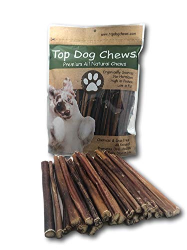Top Dog Chews – 12 Inch Bully Sticks, 100% Natural Beef, Free Range, Grass Fed, High Protein, Supports Dental Health & Easily Digestible, Thick Dog Treat for Medium & Large Dogs, 20 Pack