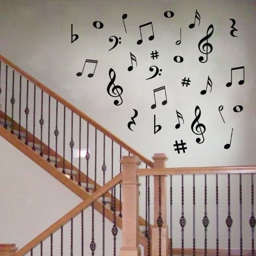 Dailinming PVC Wall Stickers 42 Vinyl Music Musical Notes Variety Pack Wall Decor Decal Sticker 70X50CM