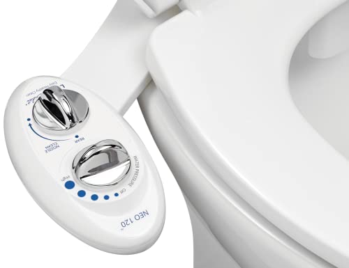 LUXE Bidet NEO 120 – Self Cleaning Nozzle – Fresh Water Non-Electric Bidet Toilet Attachment (White)