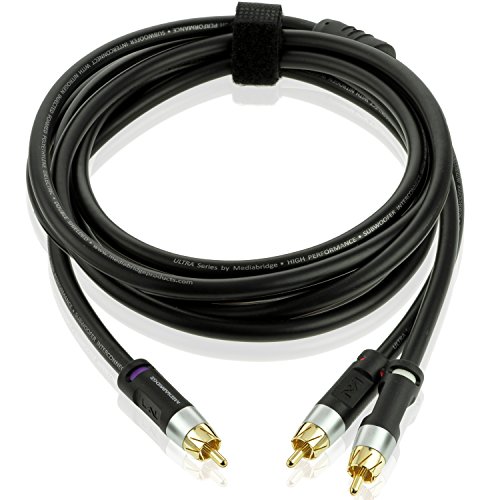 Mediabridge™ Ultra Series RCA Y-Adapter (15 Feet) – 1-Male to 2-Male for Digital Audio or Subwoofer – Dual Shielded with RCA to RCA Gold-Plated Connectors – Black – (Part# CYA-1M2M-15B)