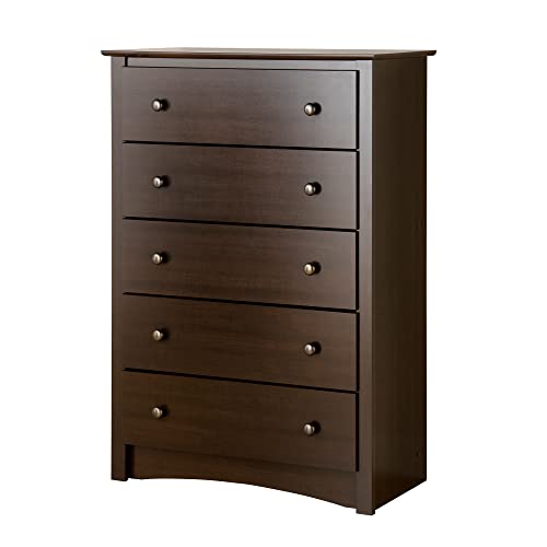 Prepac Fremont 5-Drawer Chest for Bedroom, 16″ D x 31.5″ W x 45.25″ H, Espresso