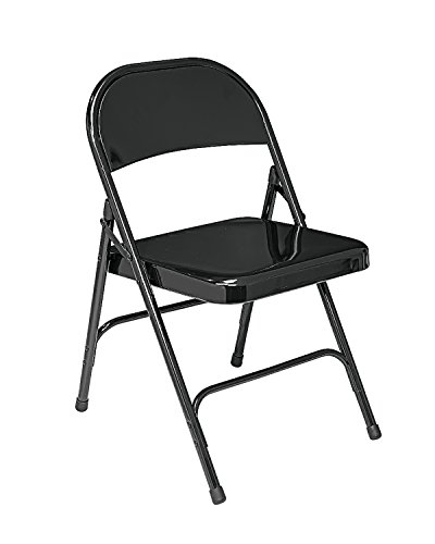 National Public Seat Home Office Decorative Standard All-Steel Folding Chair Black – 4 Pack