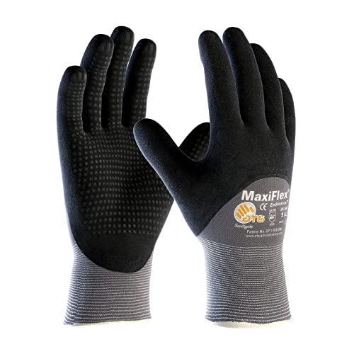 ATG 34-845/M MaxiFlex Endurance – Nylon, Micro-Foam Nitrile 3/4 Grip Gloves – Black/Gray – Medium – 12 Pair Per Pack