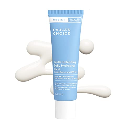 Paula’s Choice RESIST Daily Hydrating Fluid Face Moisturizer SPF 50, UVA & UVB Protection, Chamomile & Vitamin E, Sunscreen for Oily Skin, 2 Ounce