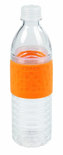Copco Hydra Reusable Tritan Water Bottle with Spill Resistant Lid and Non-Slip Sleeve, Chevron Orange