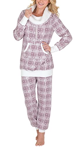 PajamaGram Soft Fleece Pajamas Women – Pajamas for Women, Pink, L, 12-14