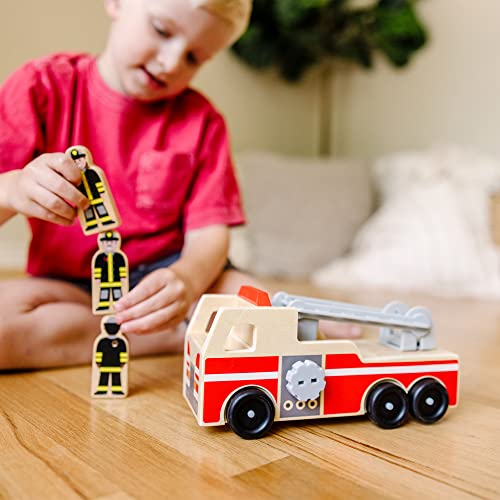Melissa & Doug Wooden Fire Truck With 3 Firefighter Play Figures – Fire Truck Toys For Kids, Toddler Toy For Pretend Play, Classic Wooden Toys For Kids | The Storepaperoomates Retail Market - Fast Affordable Shopping
