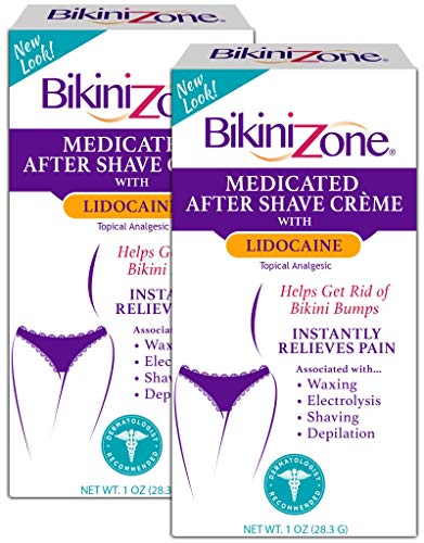 Bikini Zone Medicated After Shave Crème – Instantly Stop Shaving Bumps, Irritation & Itchiness – Gentle Formula Cream for Sensitive Areas – Dermatologist Approved & Stain-Free (1 oz, Pack of 2)