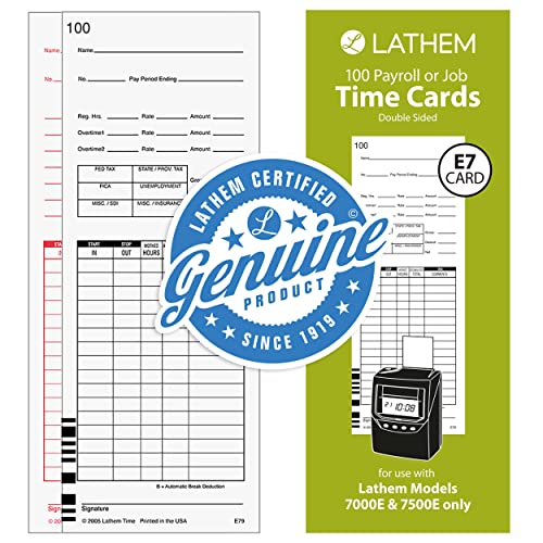 Lathem Time Cards, F/7000E, Numbered 1-100, 2-Sided, 3 3/8″ x 9″, White, Pack Of 100 | The Storepaperoomates Retail Market - Fast Affordable Shopping