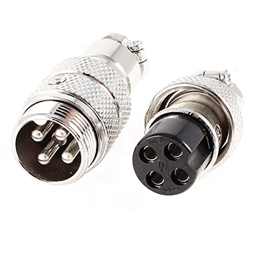 uxcell Female + Male 4 Pin Microphone Connector Adapter Set Black Blue Silver Tone