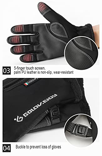 Andyshi Gloves Men Women Winter Outdoor Sports Anti-Slip Windproof Waterproof Touch Screen Cycling Riding Skiing Running Driving Thicken Warm Fleece Lined Elastic Zipper Glove (Black2, X-Large) | The Storepaperoomates Retail Market - Fast Affordable Shopping