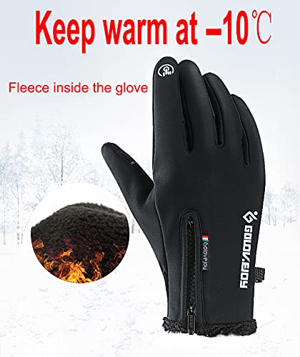 Andyshi Gloves Men Women Winter Outdoor Sports Anti-Slip Windproof Waterproof Touch Screen Cycling Riding Skiing Running Driving Thicken Warm Fleece Lined Elastic Zipper Glove (Black2, X-Large) | The Storepaperoomates Retail Market - Fast Affordable Shopping