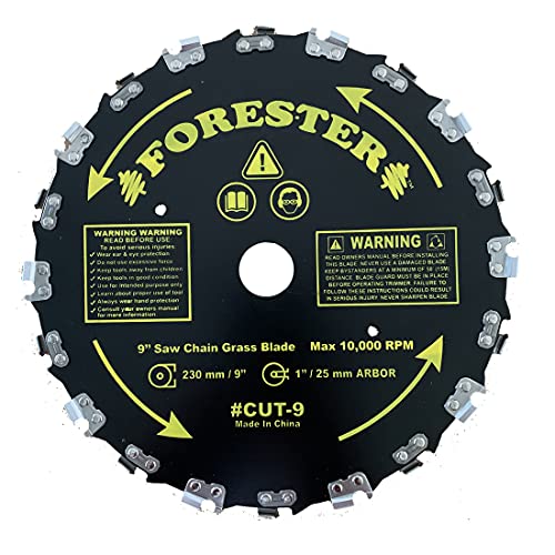 Forester 9” Chainsaw Brush Cutter Blade – 20 Tooth Circular Trimmer Saw Blade – for Trimming Trees, Clearing Underbrush, Cutting String, Weeds and Bush