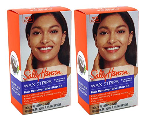 Sally Hansen Hair Remover Wax Strip Kit BroWith Face/Bikini, 1 Count (Pack of 2)