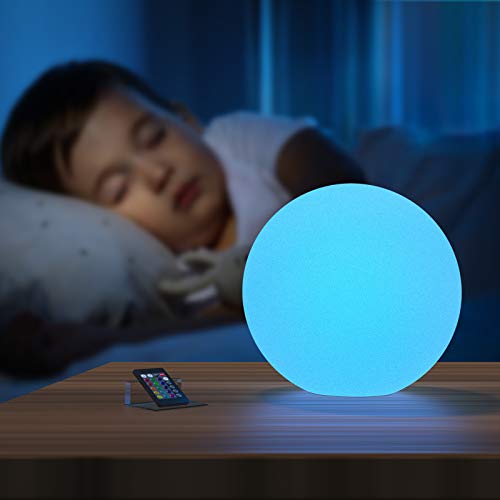 LOFTEK LED Dimmable Light Ball: 12-inch Waterproof Floating Pool Lights with Remote, 16 Colors & 4 Modes Sphere Night Light, Cordless & Fast Chargeable, Sensory Toys for Kids, Home, Party, Pool Decor