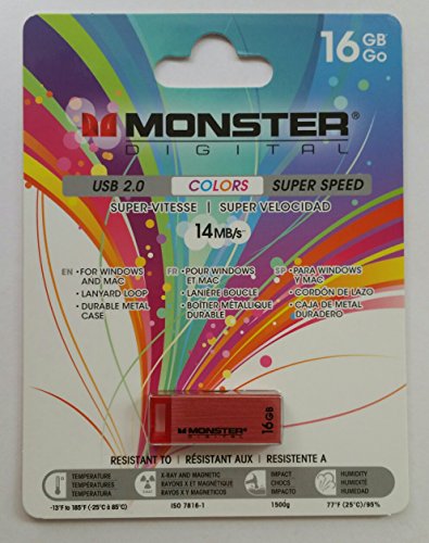 Monster Digital USBCS-0016-R 16GB USB 2.0 (Red)