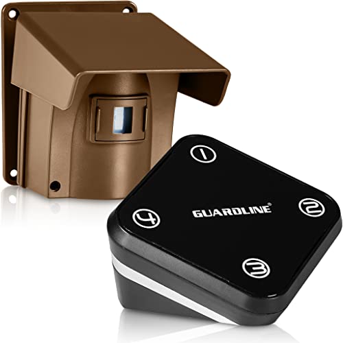 Guardline 500 Foot Range Wireless Driveway Alarm [1 Motion Detector Alarm Sensor & 1 Receiver] Weatherproof Outdoor Security Alert System for Home & Property