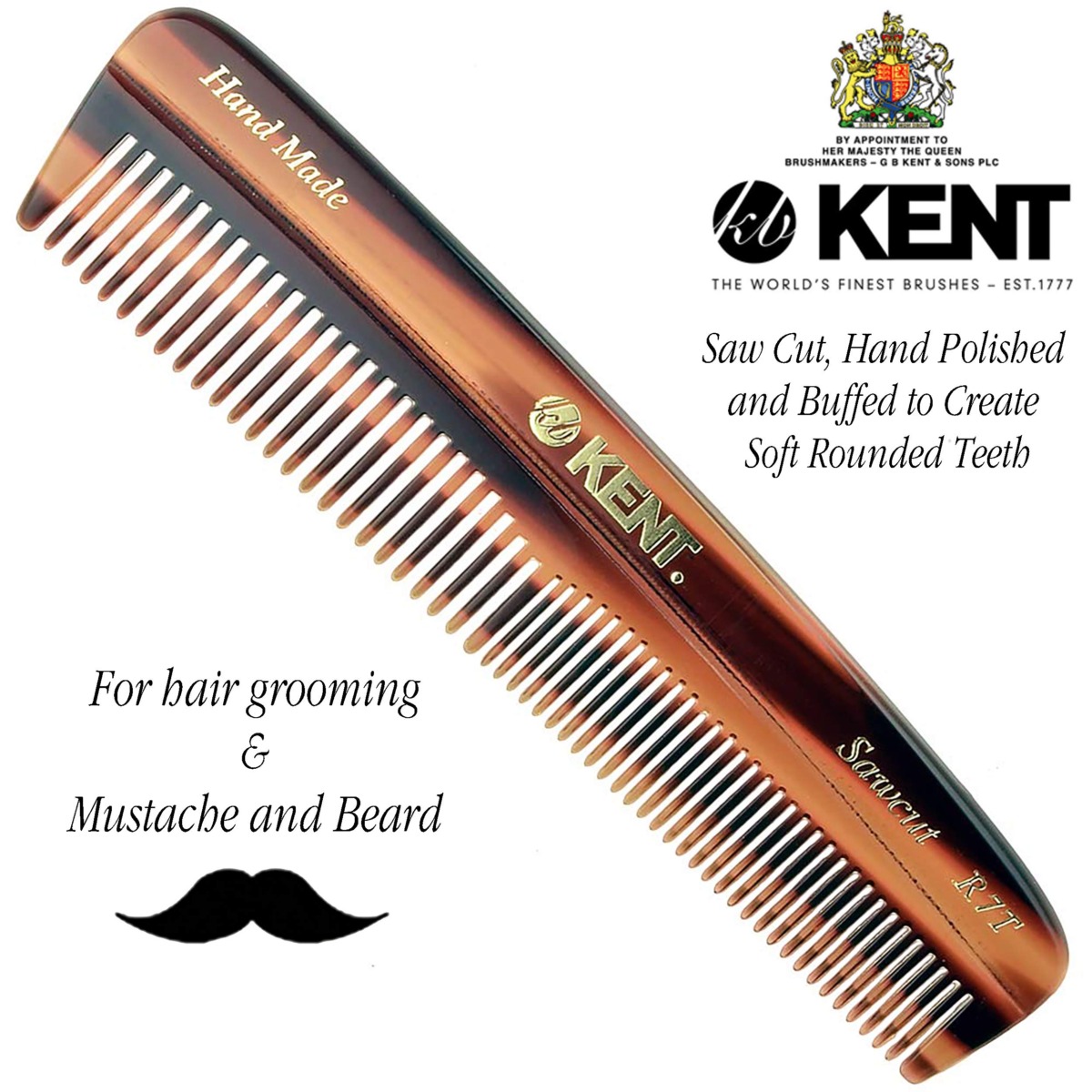 Kent R7T Small Fine/Wide Tooth Comb, Double Tooth Hair Pocket Comb for Hair, Beard and Mustache, Coarse/Fine Hair Grooming Comb for Men, Women and Kids. Saw Cut Hand Polished. Handmade in England | The Storepaperoomates Retail Market - Fast Affordable Shopping