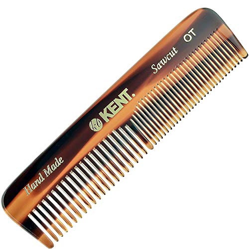 Kent A OT Double Tooth Hair Pocket Comb, Small Fine / Wide Tooth Comb For Hair, Beard and Mustache, Coarse / Fine Hair Grooming Comb for Men, Women and Kids. Saw Cut Hand Polished. Handmade in England