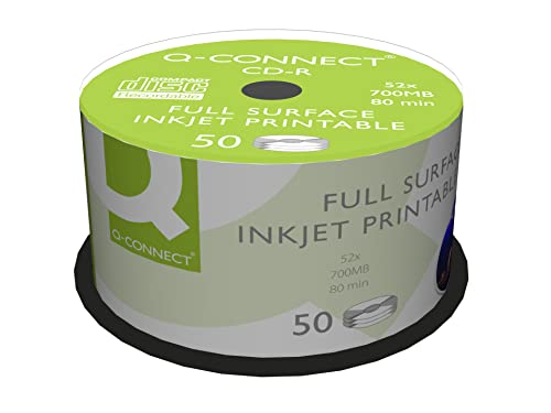 Q-CONNECT KF18020 52x Inkjet Printable CD-R Discs (Pack of 50)