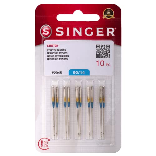 5 Singer 2045 Universal (15X1, HAX1, 130/705H) Ball Point Yellow Band Sewing Machine Needles ~ Multiple Sizes! (Singer 90/14)