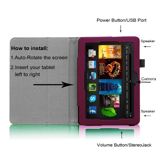 Fintie Folio Case for Fire HDX 7 – Slim Fit Leather Standing Protective Cover with Auto Sleep/Wake (Will only fit Kindle Fire HDX 7″ 2013), Purple | The Storepaperoomates Retail Market - Fast Affordable Shopping