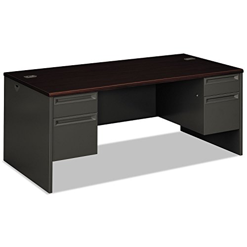 HON 38180NS Double Pedestal Desk, 72″ by 36″ by 29-1/2″, Mahogany/Charcoal