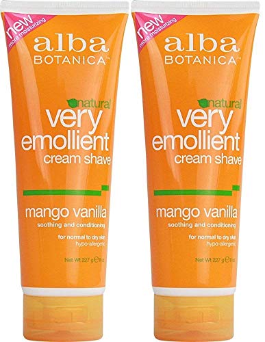 Alba Natural Very Emollient Cream Shave, Mango Vanilla, 8 Ounce (Pack of 2)