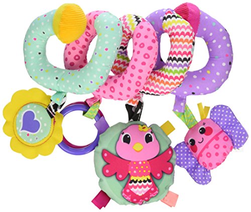 Infantino Stretch & Spiral Activity Toy – Textured Play Activity Toy for Sensory Exploration and Engagement, Ages 0 and Up, Pink Farm