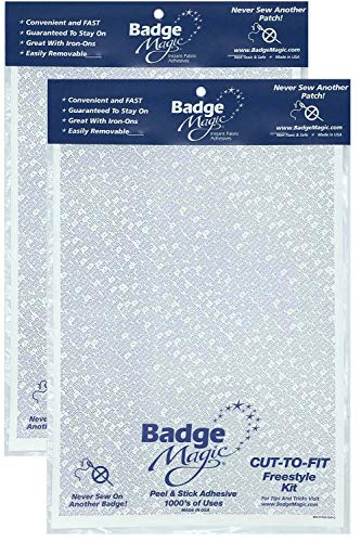 Badge Magic 2 Pack Cut to Fit Freestyle Double Sided Adhesive for Clothing, Fabric, Scout Badge, Patches – No Sew No Iron