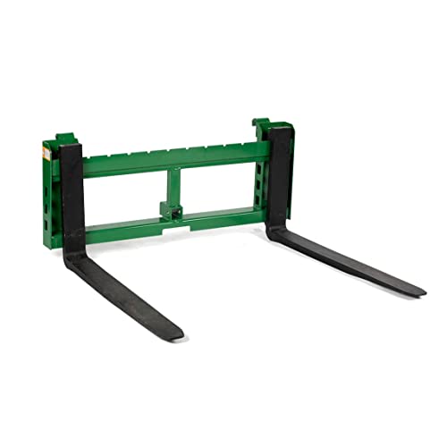 Titan Attachments Pallet Fork Attachment, 42” Fork Blades, Rated 3,000 LB, Receiver Hitch, Fits John Deere Loaders