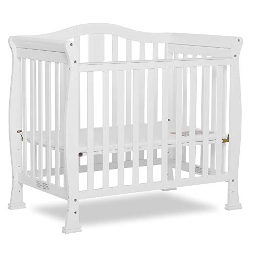 Dream On Me Addison 4-In-1 Convertible Mini Crib In White, Greenguard Gold Certified, Non-Toxic Finishes, Built Of New Zealand Pinewood, Comes With 1” Mattress Pad