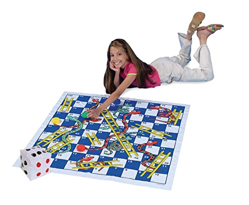 S&S Worldwide Jumbo Snakes & Ladders Game with 40″ x 40″ Vinyl Game Board Oversized Game Tokens and Inflatable Dice.