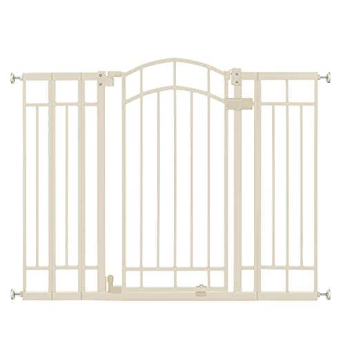 Summer Multi-Use Decorative Extra Tall Walk-Thru Baby Gate, Fits Openings 28.5″ to 48″ Wide, Black Metal, for Doorways and Stairways, 36″ Tall Baby and Pet Gate, Beige, One Size