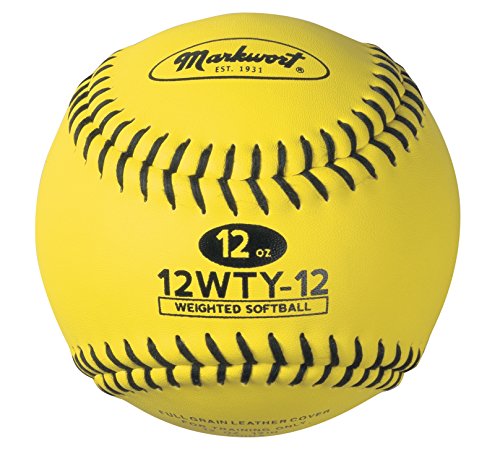 Markwort Lite Weight and Weighted Leather Softball, Optic Yellow, 9-Ounce