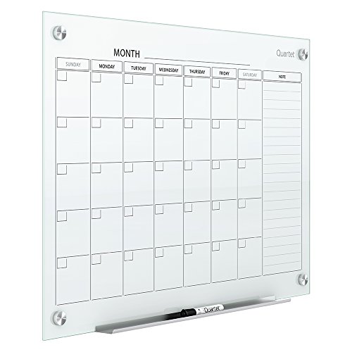 Quartet Magnetic Whiteboard Calendar, Glass Dry Erase White Board Planner, 4′ x 3′, White Surface, Frameless, Infinity (GC4836F)