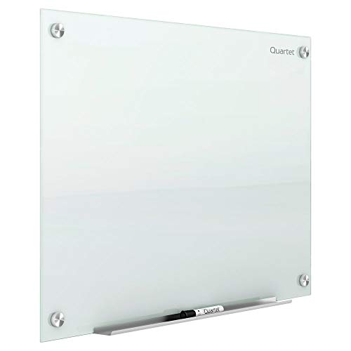 Quartet Whiteboard, Glass Dry Erase Board, Magnetic, 6′ x 4′, Infinity Frameless Mounting, White Surface, Accessory Tray, 1 Dry Erase Marker and 2 Glass Board Magnets (G7248W)