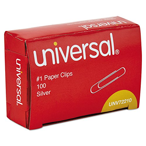 Universal Paper Clips, Smooth Finish, No. 1, Silver-Silver-100 ct, 10 Pk