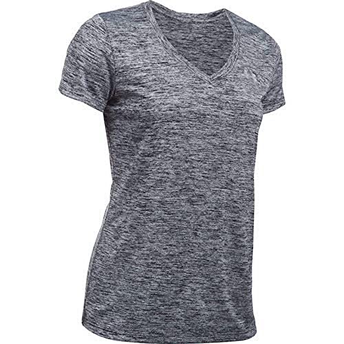 Under Armour Women’s Tech V-Neck Twist Short-Sleeve T-Shirt , Black (001)/Metallic Silver , Large
