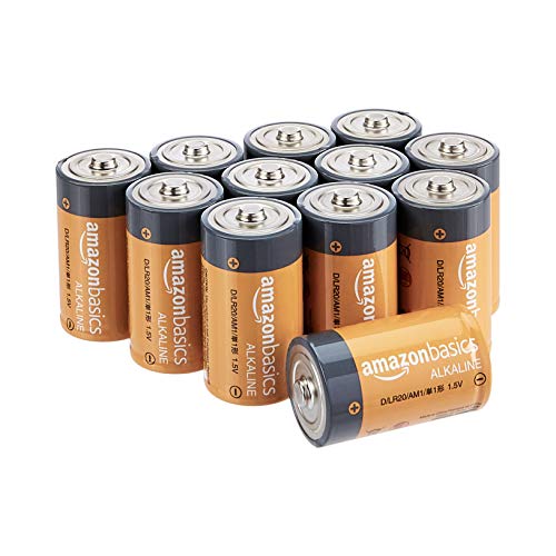 Amazon Basics 12 Pack D Cell All-Purpose Alkaline Batteries, Easy to Open Value Pack