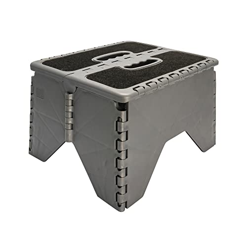 Camco 43635 Plastic Folding Step Stool with Non-Skid – Silver
