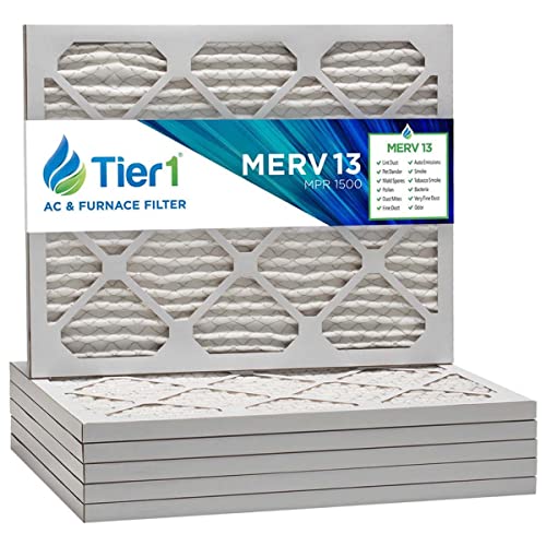 Tier1 21-1/2×23-1/2×1 Merv 13 Pleated Air/Furnace Filter -6 Pack