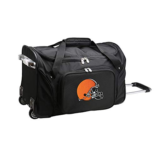 Denco NFL Cleveland Browns Wheeled Duffel Bag, Black, 22 x 12 x 5.5 (NFCLL401)