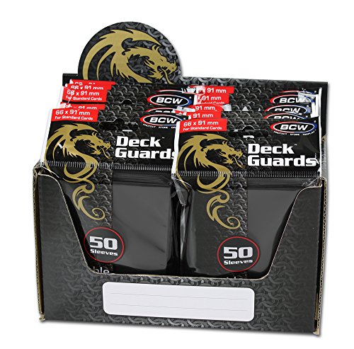 BCW 500 Count Deck Guard BLACK MATTE Finish for Stardard Size Collectable Cards – Deck Protector Sleeves [Display Bundle – 10 Packs]