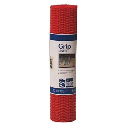 Magic Cover Grip Non-Adhesive Counter Top, Drawer and Shelf Liner, 12 inches by 5 feet, Tool Box Red